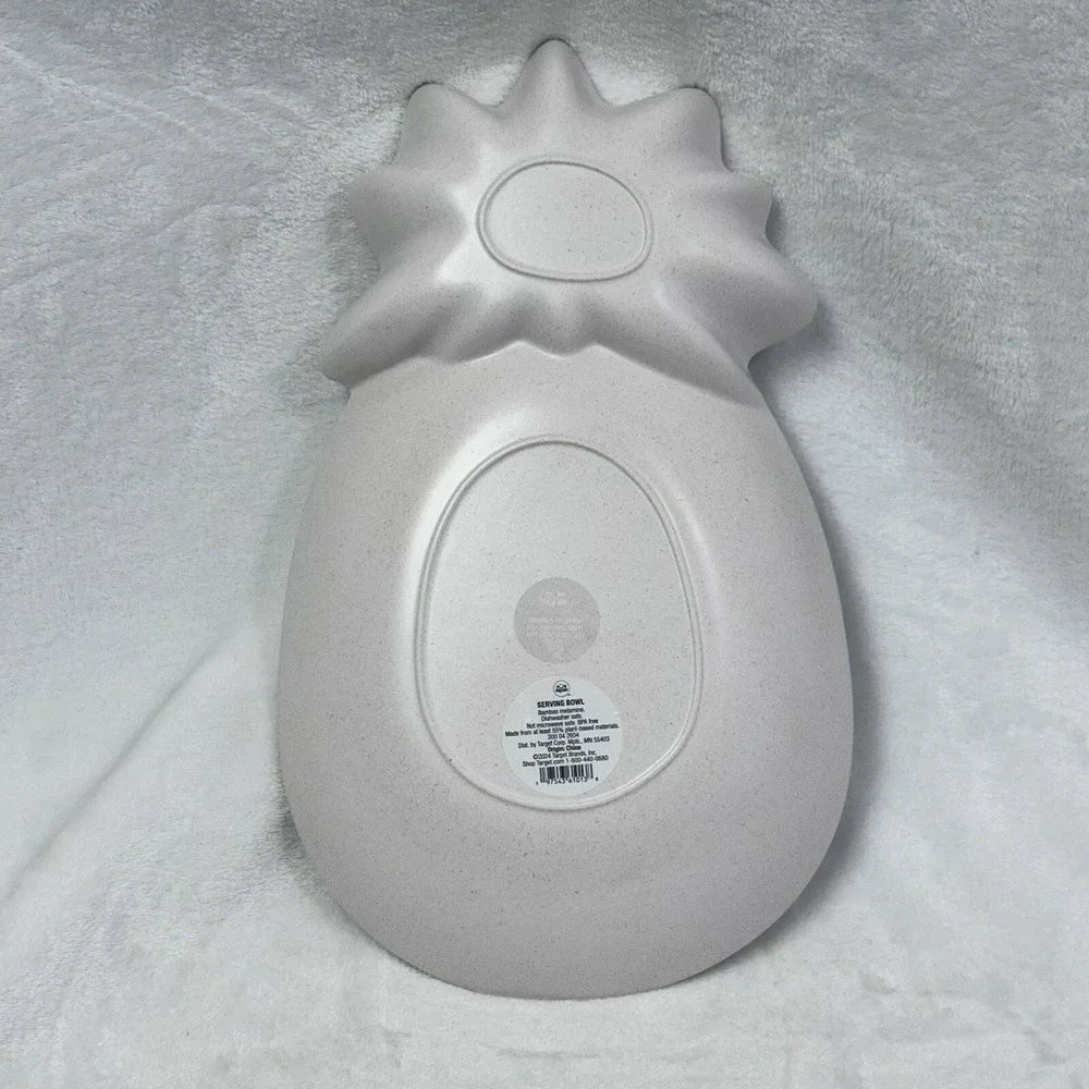 Sun Squad Pineapple Shaped White Melamine Serving Bowl 14x9